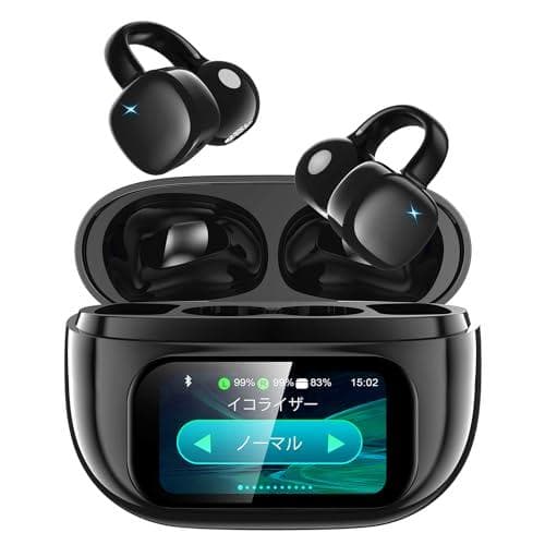 イヤホン bluetooth ワイヤレスイヤホン【2025年の衝撃作·ディスプm Amazon.co.jp: 【2025の衝撃作·ディスプレイ付きのイヤーカフ型