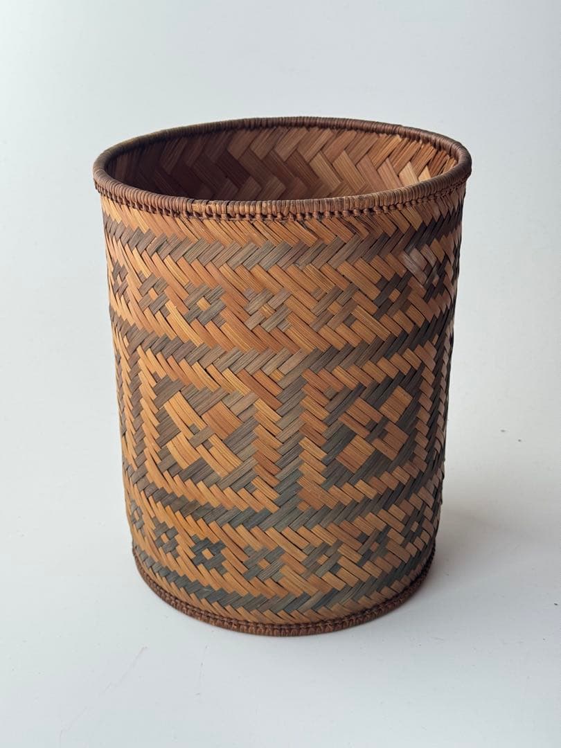 ヴィンテージ 民藝 幾何学模様 ダストボックス バスケット 古道具 fit=scale-down,w=1200