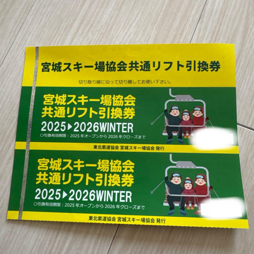 2枚1セット】宮城スキー場協会共通リフト引換券 2025~2026 - メルカリ