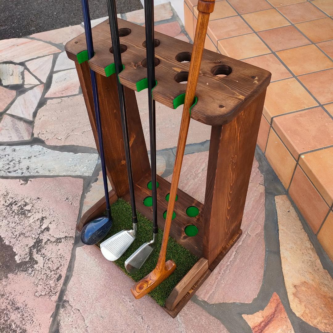 ゴルフクラブスタンドmin 7本＋4本 塗装＆フェルト付【組立て完成品お