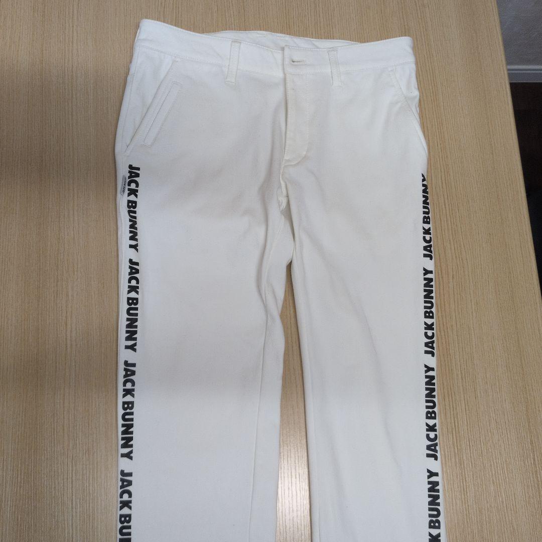JACKBUNNY ホワイトパンツ サイドロゴ入り - メルカリ