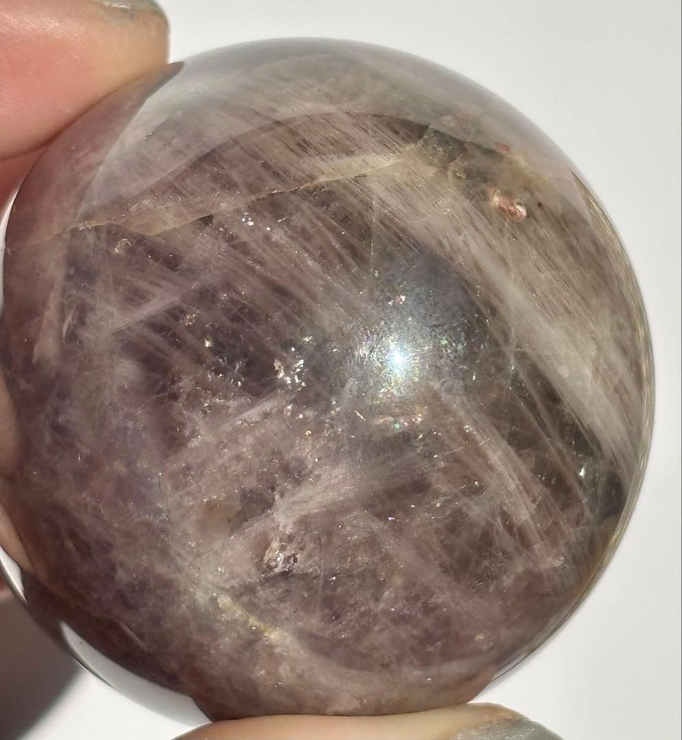 《スター確認》パープルローズクォーツ スフィア シルキー光沢 丸玉