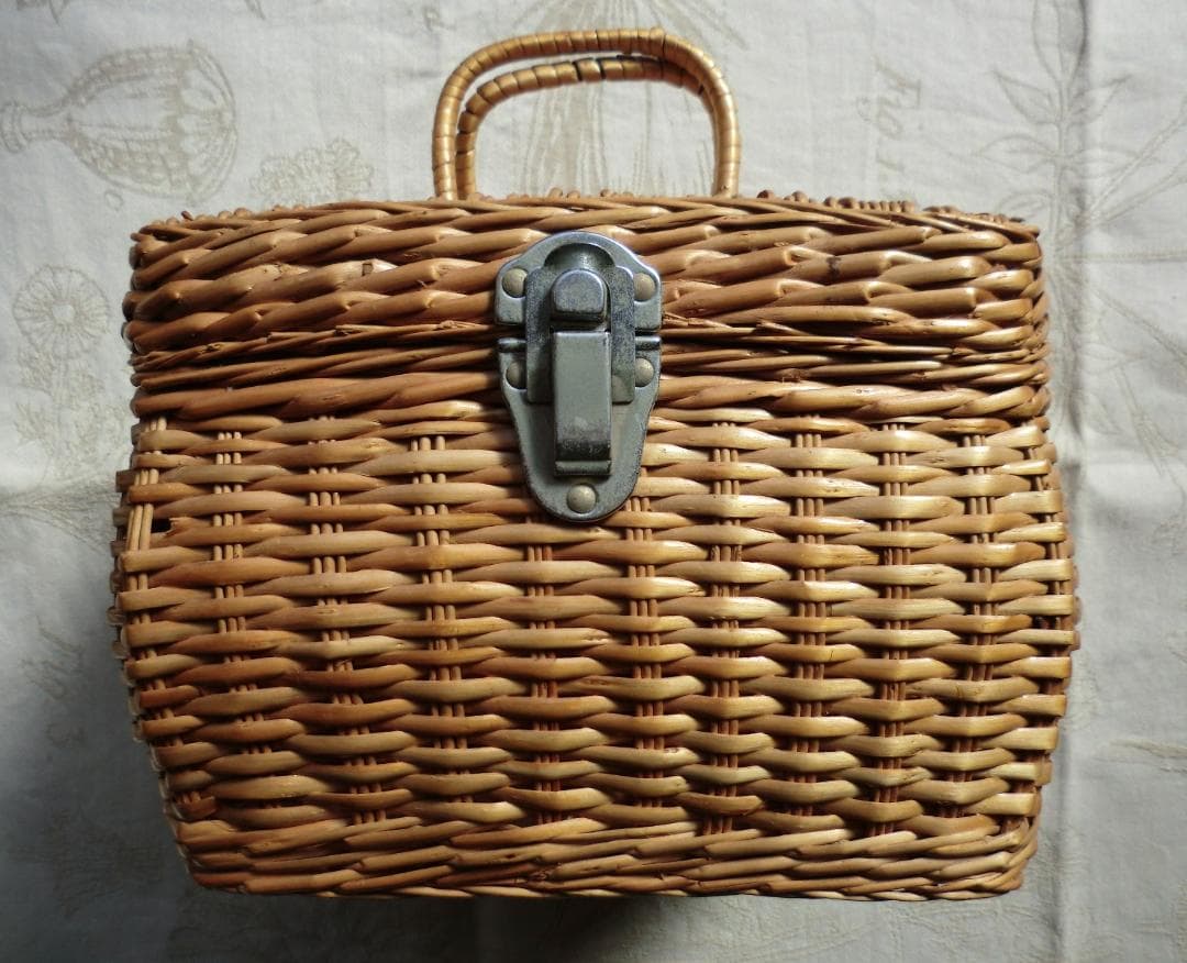 籐 ミニ バスケット ラタン かご ピクニック 昭和レトロ ビンテージ