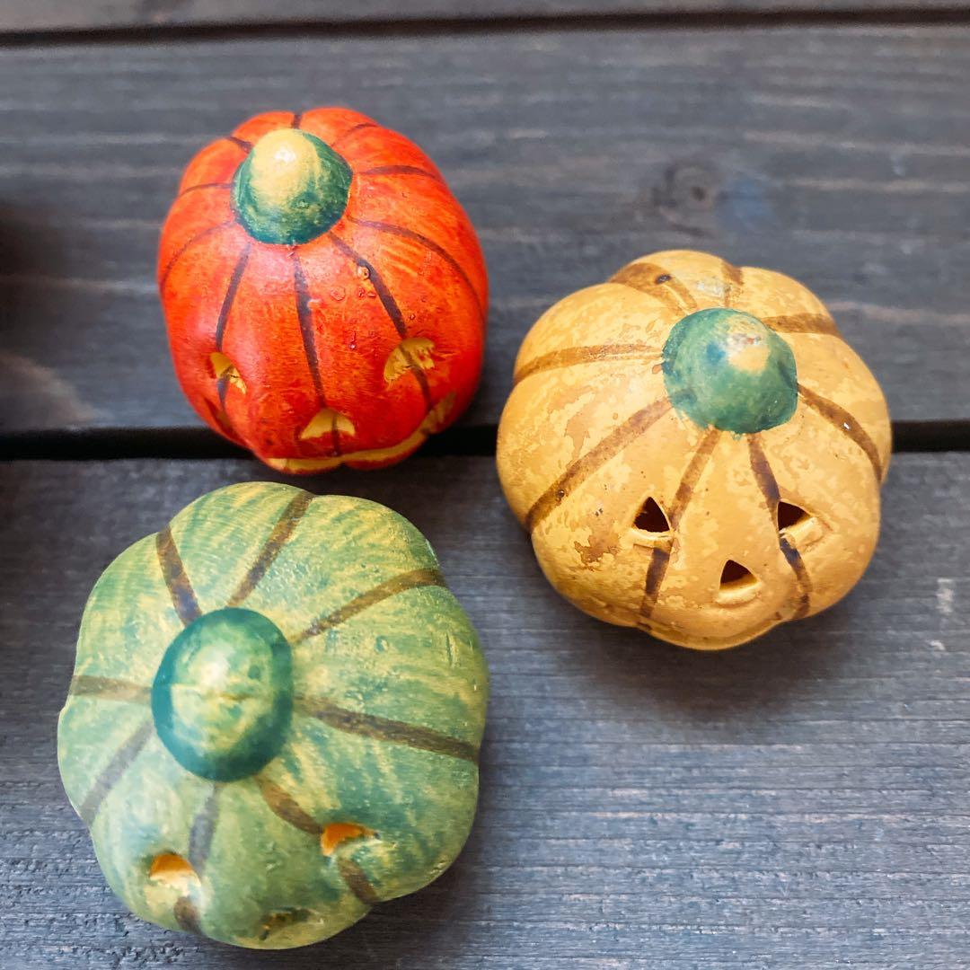 ハロウィン かぼちゃトリオ おばけかぼちゃ オブジェ 陶器 ナチュラル
