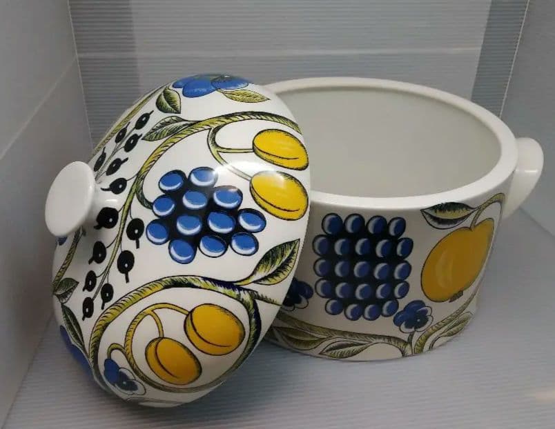 アラビアオールドパラティッシ蓋取っ手付きジャー