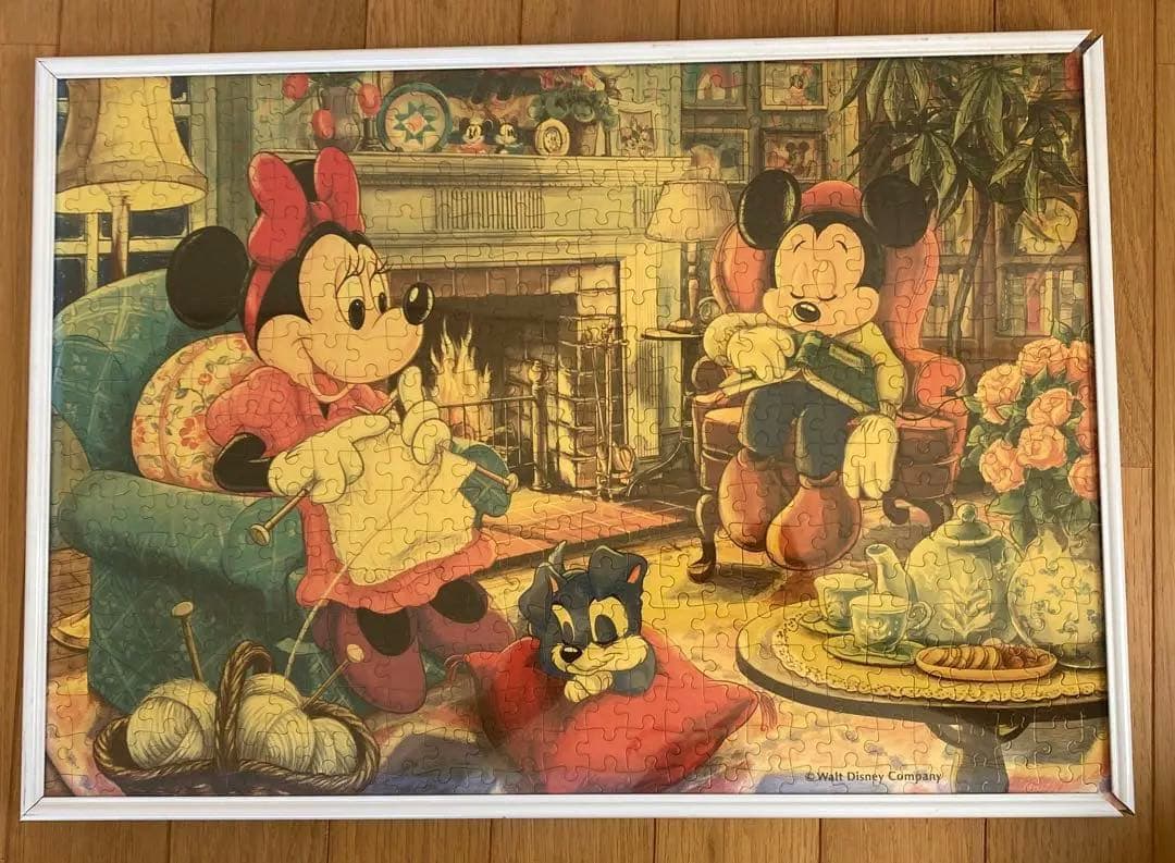 ミッキー ミニー ディズニー ジグソーパズル レトロ 額縁付き 完成品