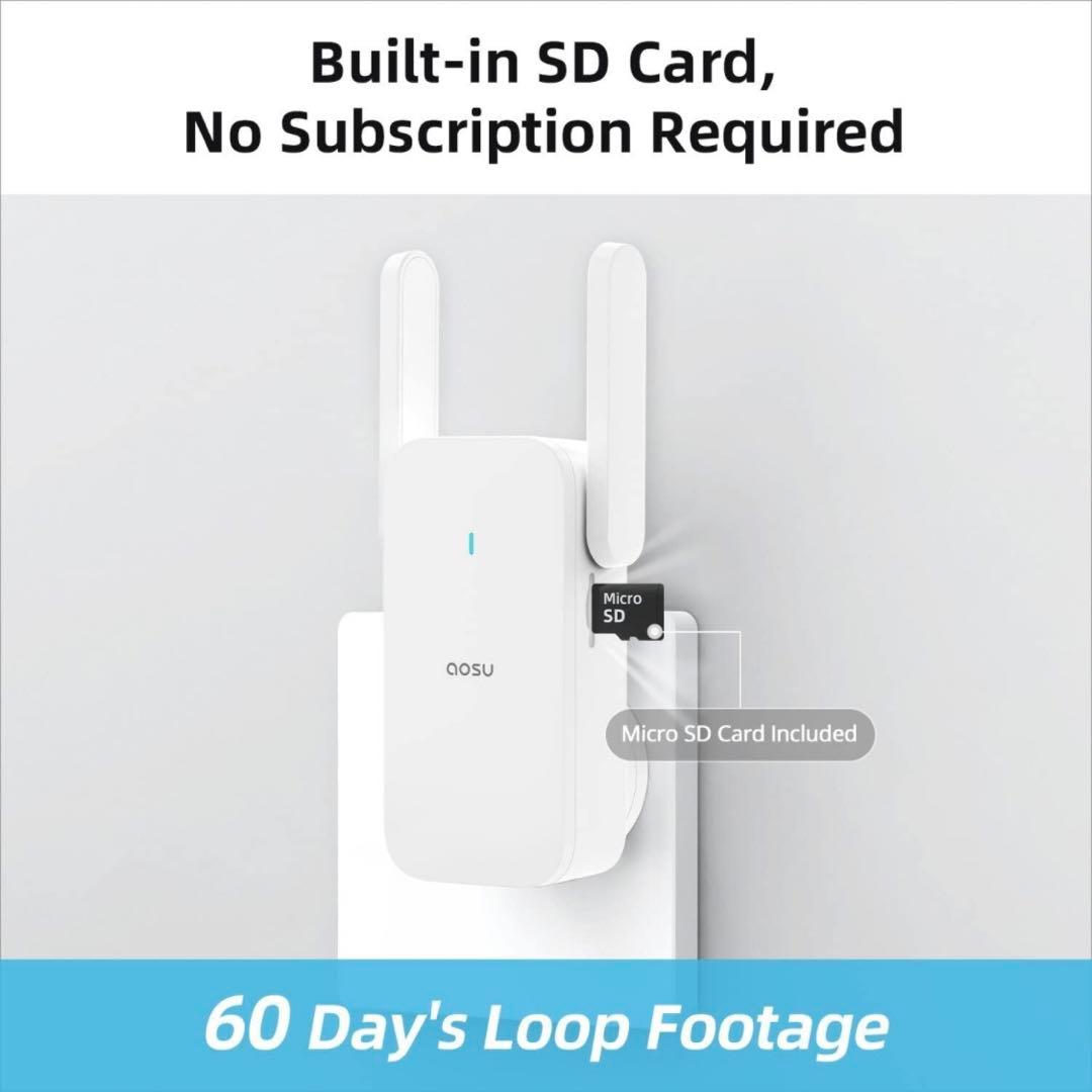 AOSU 2K ワイヤレス カメラ付き インターホン 外出先からも通話可能