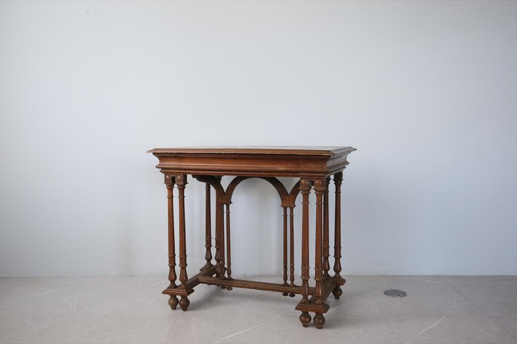 フランスアンティーク古木ダイニングテーブル/木製机/作業台/デスク(90-165 古材風仕上げの木製デスク 作業デスク 学習デスク ダイニングテーブル