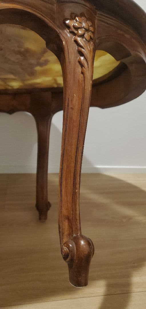 イタリア製】天然石グリーンオニキス センターテーブル 猫脚 大理石