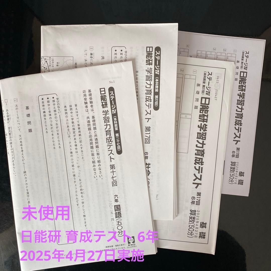 未使用】 日能研 2025 育成テスト 6年 - メルカリ