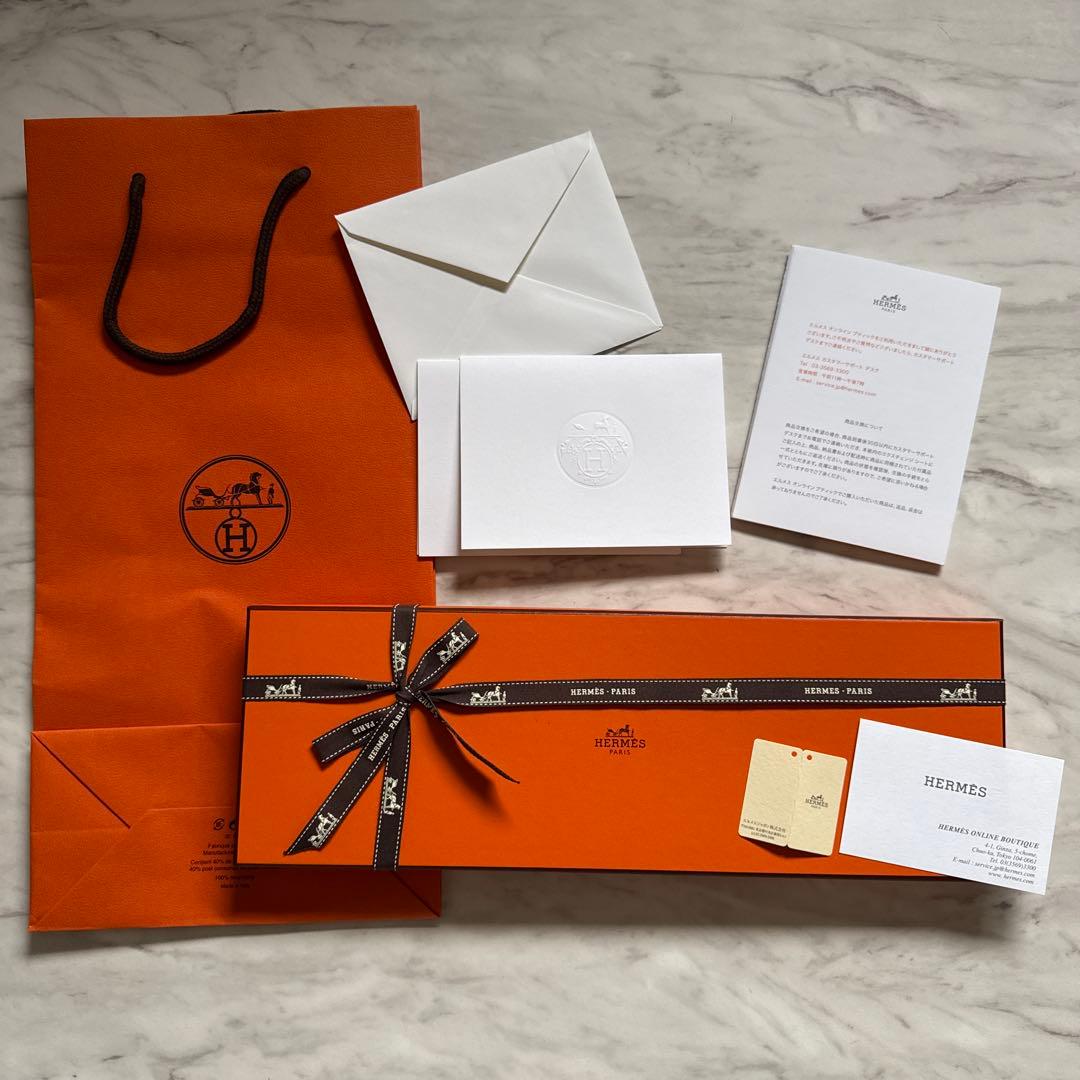 742 エルメス ネクタイ ラッピング HERMES ギフトボックス リボン 袋