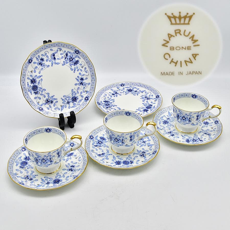 ナルミ ボーンチャイナ コーヒーカップ&ソーサー 3客 デザートプレート