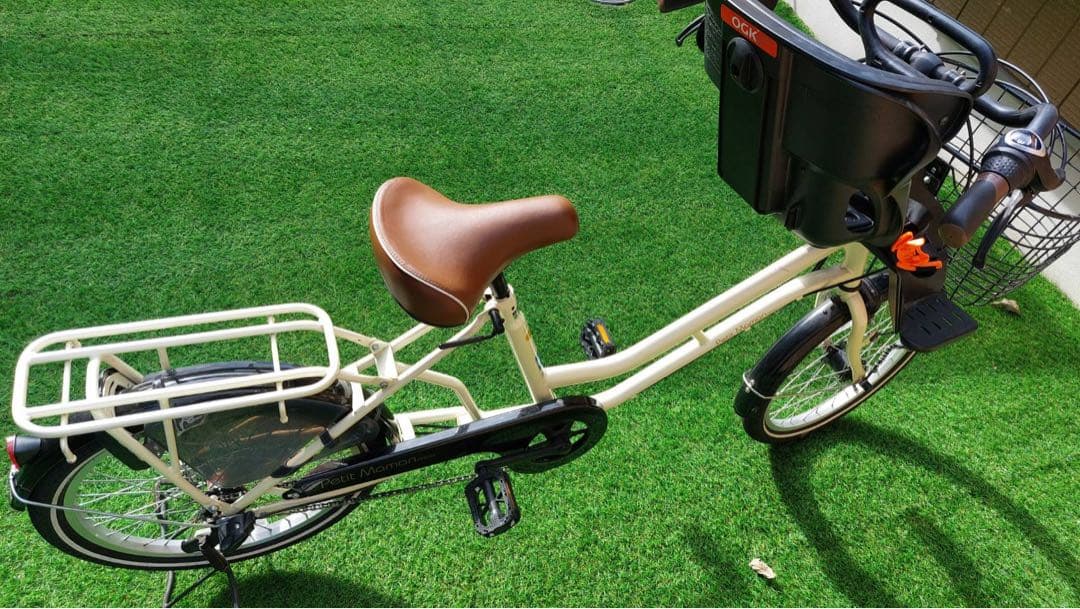 直接取引限定！ チャイルドシート付 自転車 美品 山口県 アイボリー