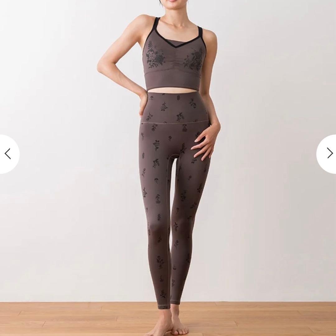 SUKALA】フラワーブーケレギンス ブラトップヨガウェアセット ブラウン