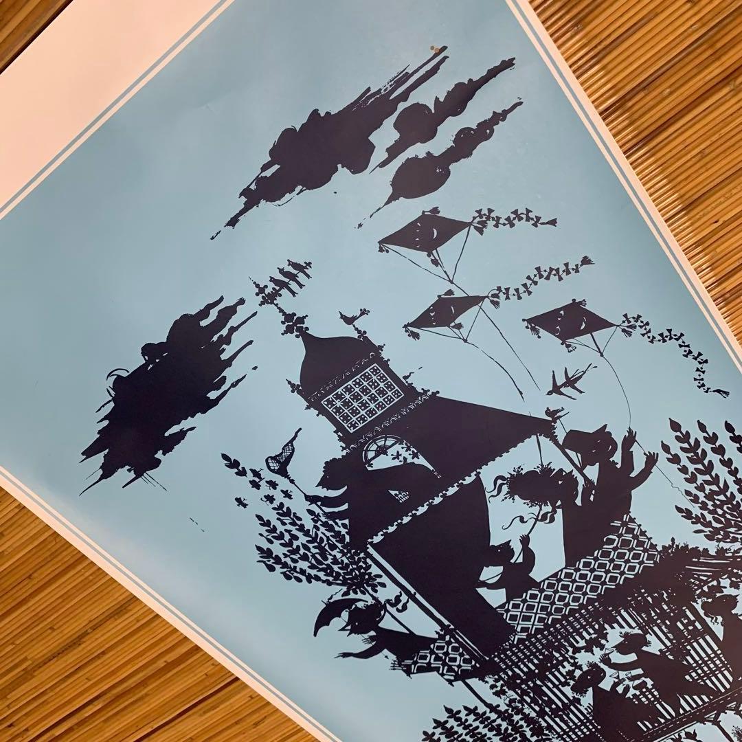 ビヨンヴィンブラッド ビンテージ大型四季ポスターブルーの秋！影絵の