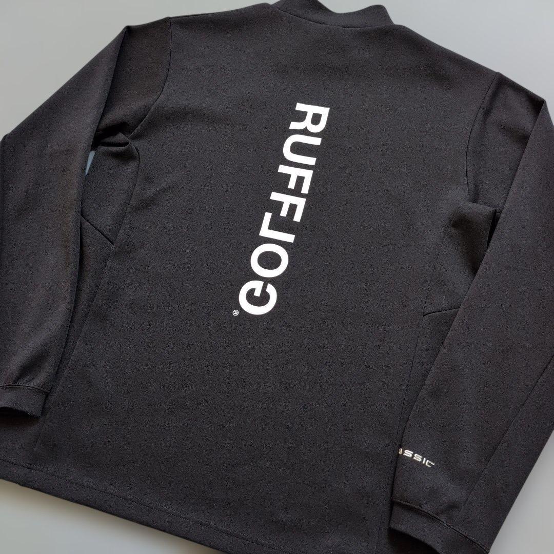 美品】ラフロッグゴルフ ダンボールニット素材 モックネック長袖 黒 XL