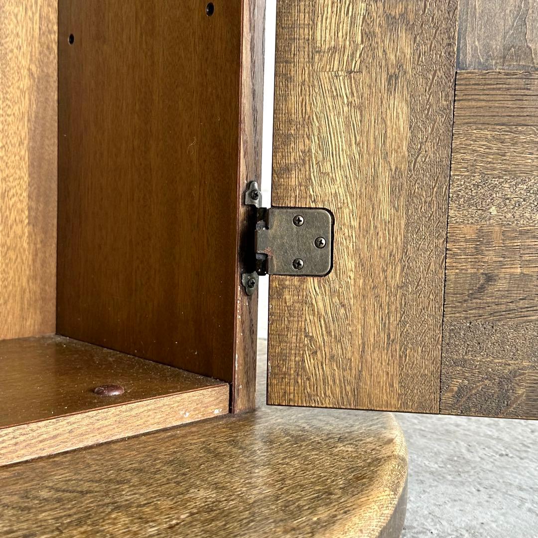 ✦70s✦ 昭和レトロ マルニ木工 円形テーブル 収納キャビネット付き