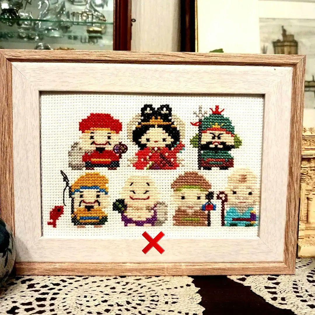 七福神 刺繍フレーム クロスステッチ 縁起物 完成品 - メルカリ