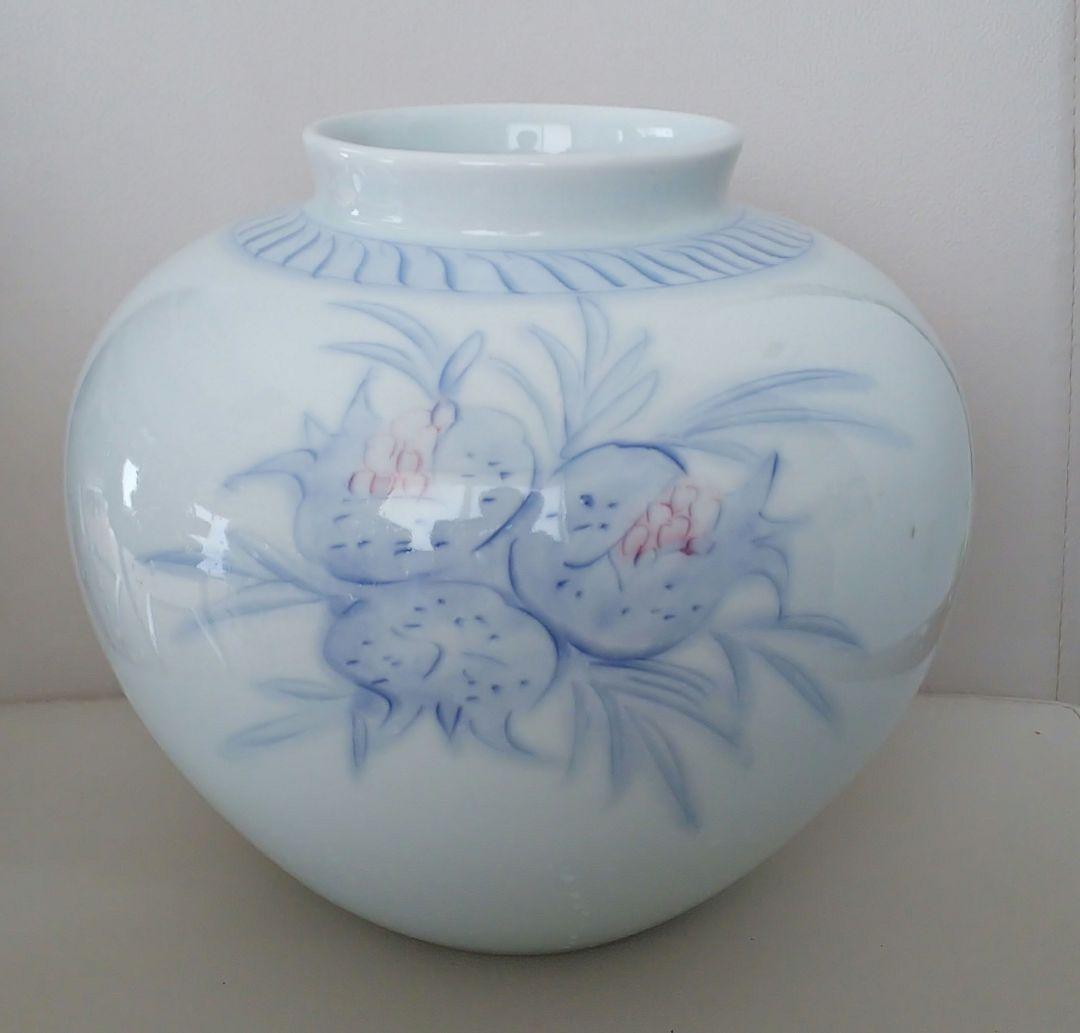 レトロ 有田焼 琥山窯 ざくろ 花瓶 壺 - メルカリ