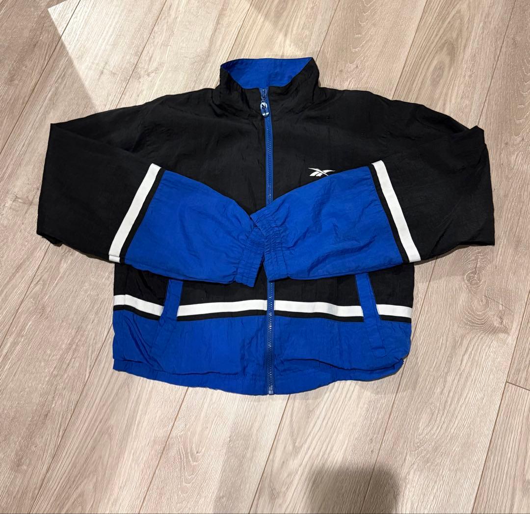 ナイロンジャケット 黒と青 ストライプ - メルカリ