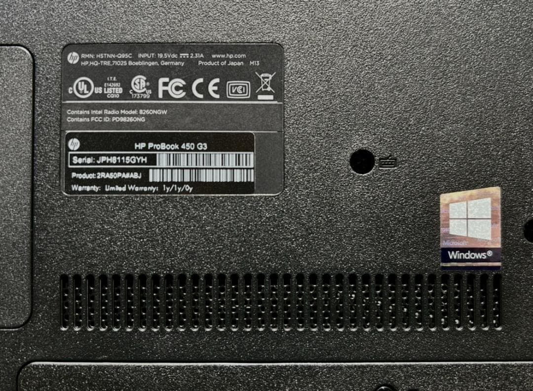 保証付】HP ProBook 450 G3 i5 4GB SSD 新品換装済 - メルカリ