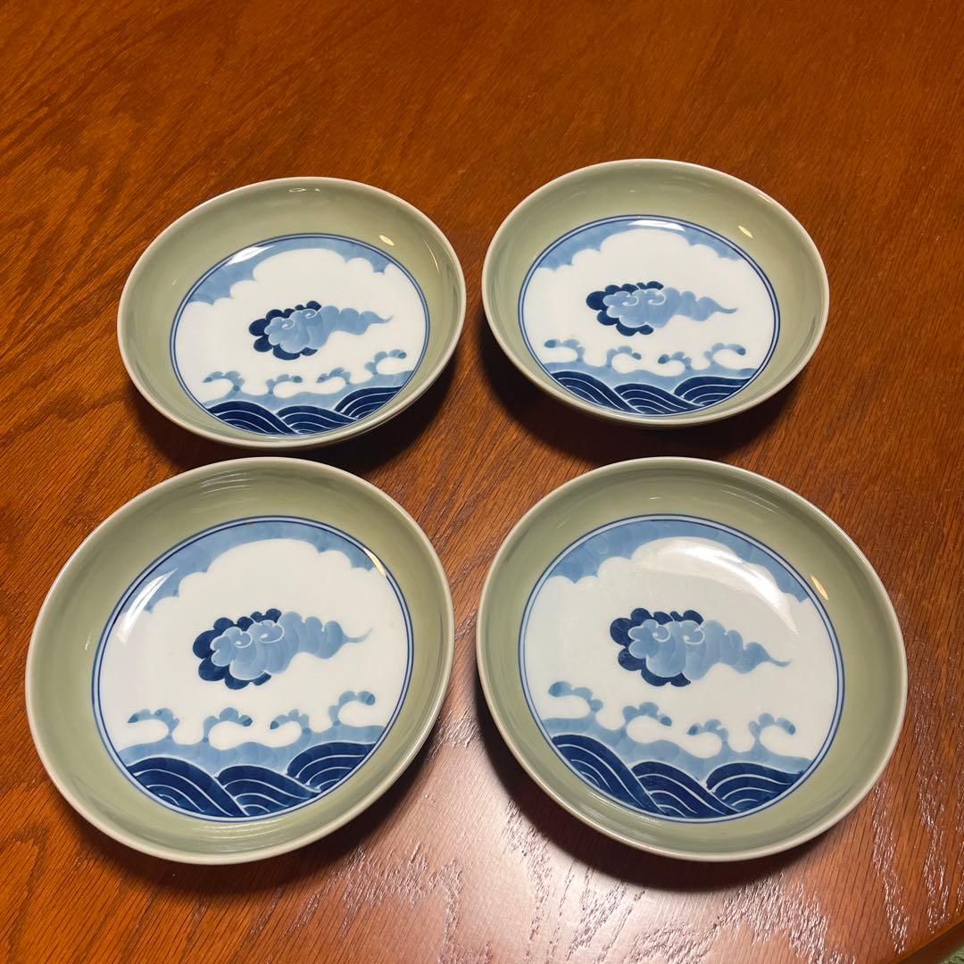 源右衛門窯　青磁雲波紋　小皿　4枚 源右衛門窯 青磁雲波紋 小皿 4枚 - メルカリ