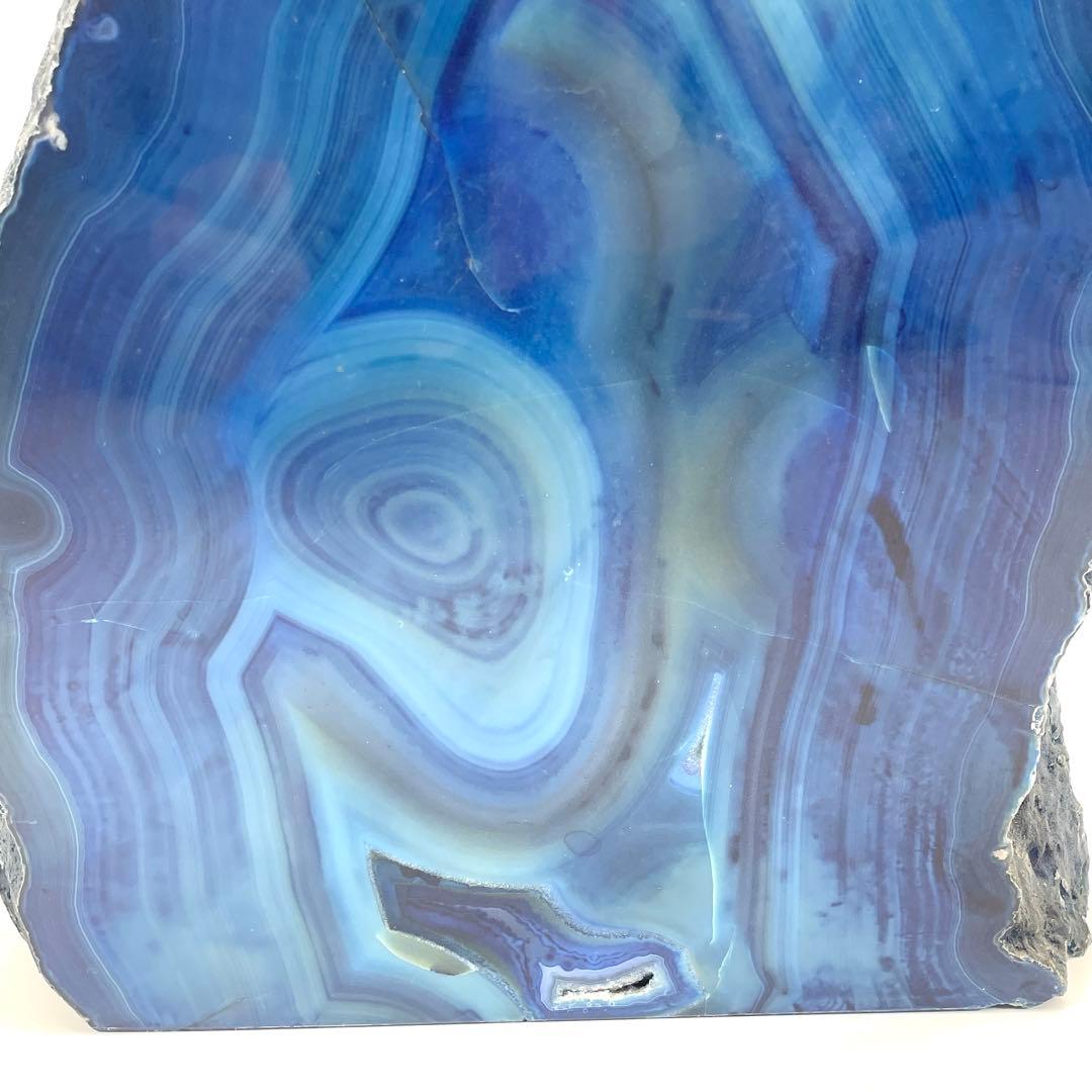 特大！ 8.0kg アゲート メノウ 瑪瑙 ブルー 原石 鑑賞石 置物