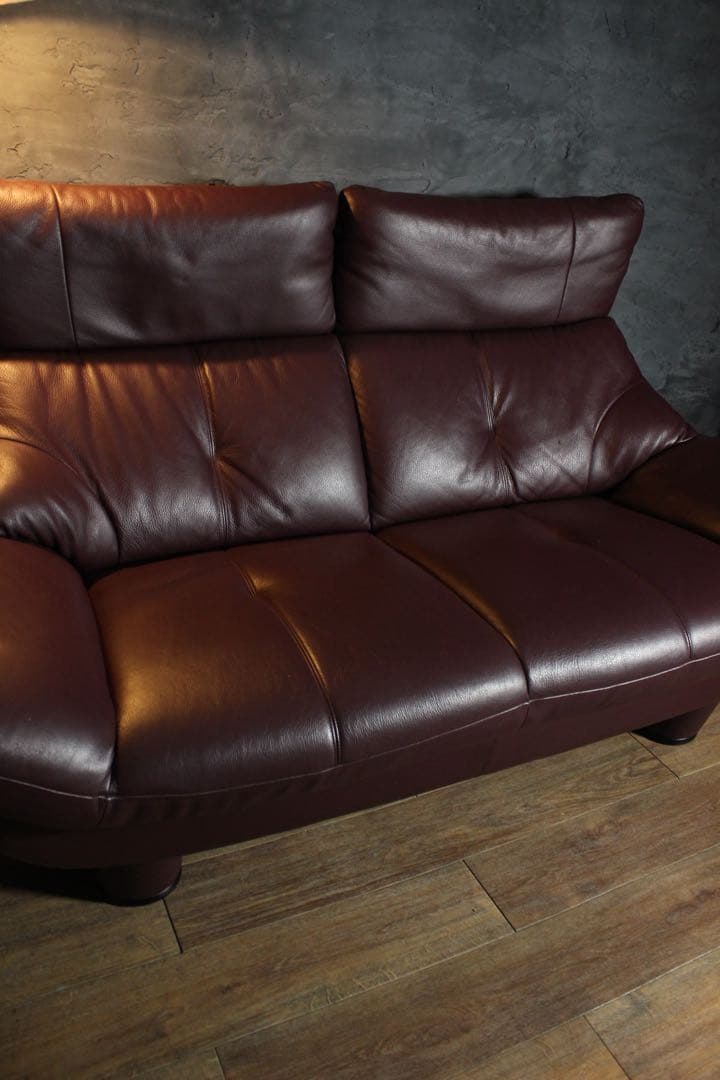 首都圏送無料〜カリモク 29万 クラウド 本革張り 2.5人掛け ソファ