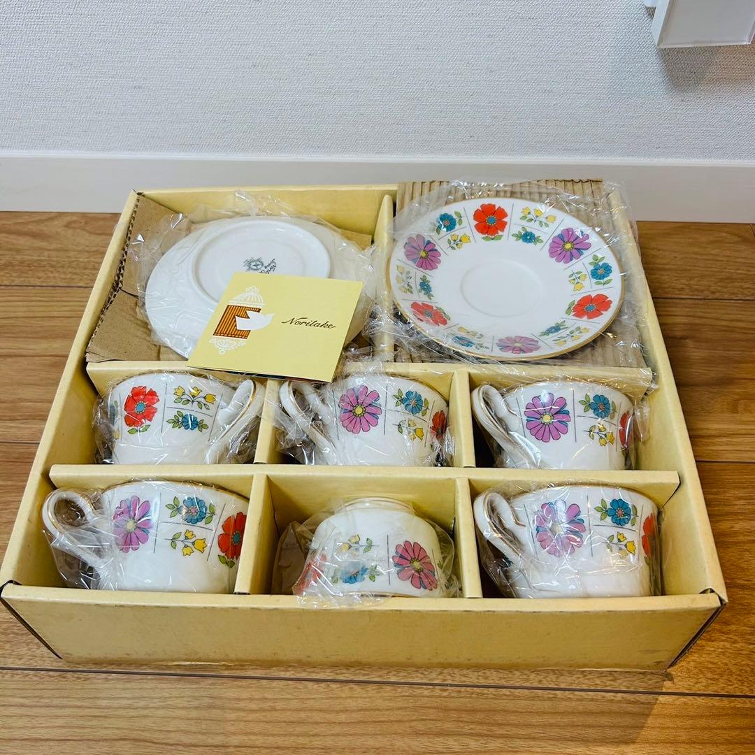 未使用】ノリタケ 昭和レトロポップ アイボリーチャイナ 花柄 カップ