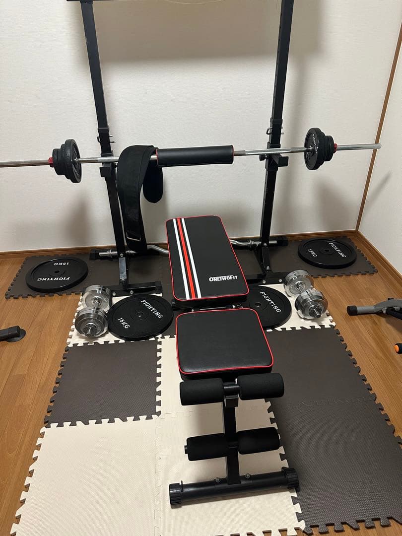 愛知県春日井市 トレーニングベンチとウエイトセット トレーニングベンチ＆可変式ダンベルセット - メルカリ