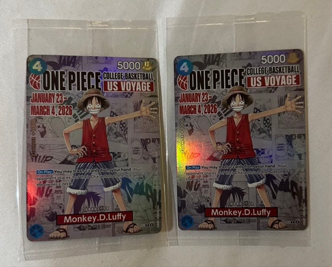 モンキー・D・ルフィ バスケットボール プロモ 海外 2枚 ワンピース モンキー・D・ルフィ アメリカ大学バスケ限定プロモ 未開封