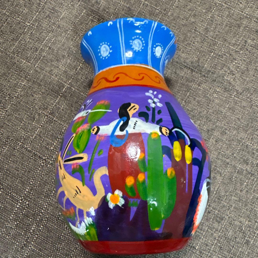メキシコ 手描き陶器花瓶 - メルカリ
