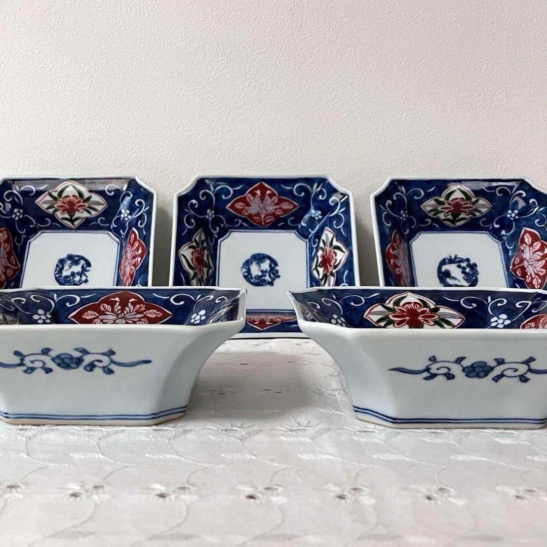 有田焼 源右衛門窯 染錦 隅切角鉢 向付 - メルカリ