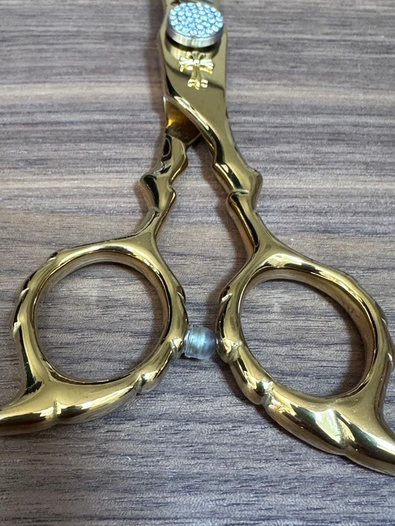 6インチ ゴールドクロス メガネハンドル セニングシザース S75 理容