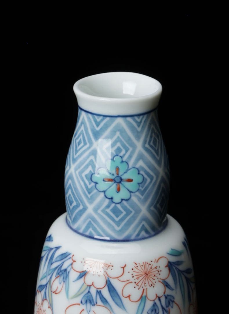 鍋島焼 色鍋島 小笠原藤右エ門窯 一輪挿し 栞付き しだれ桜 花瓶