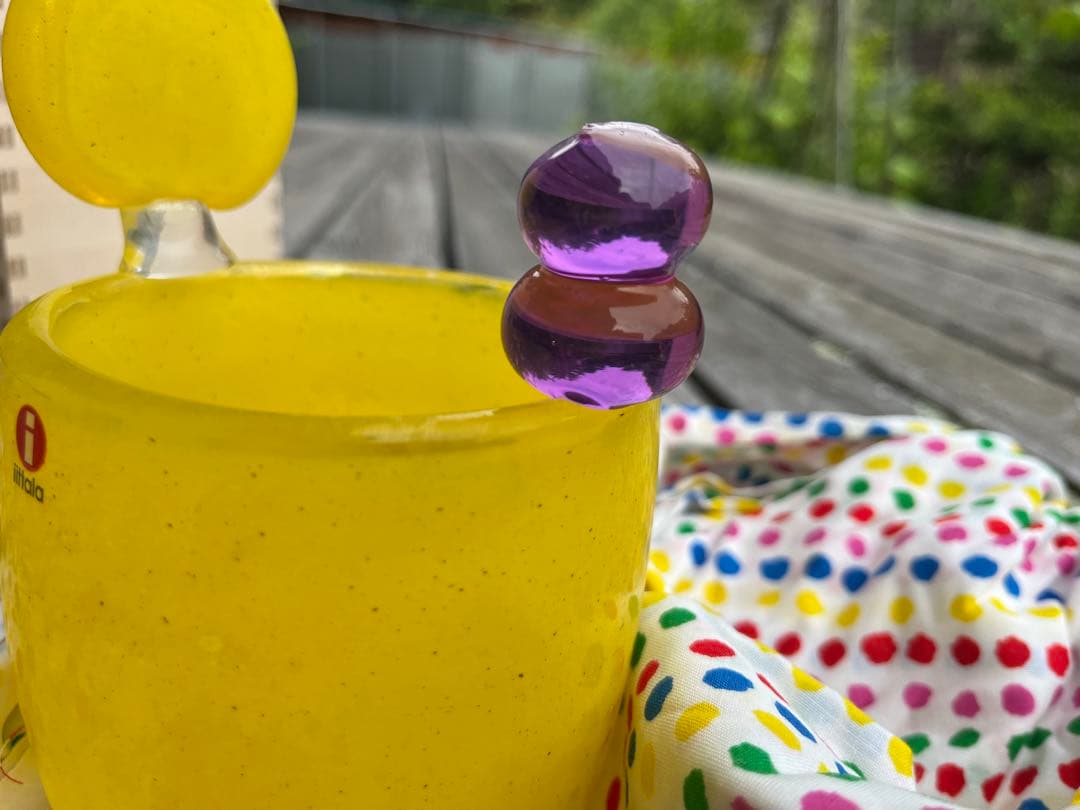 Pampula vase 90mm イエロー H型ポムポムベース