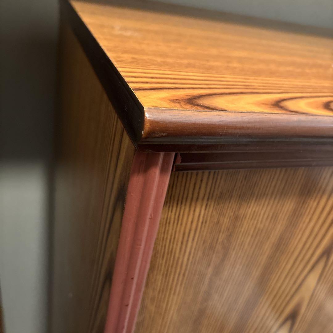 レトロポップ 昭和 レトロ アンティーク 木製スライド式 靴箱 茶色 2扉