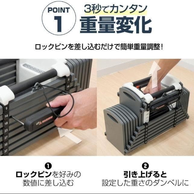 パワーブロック ダンベル 可変式 42kg 2個セット24段階調節オール