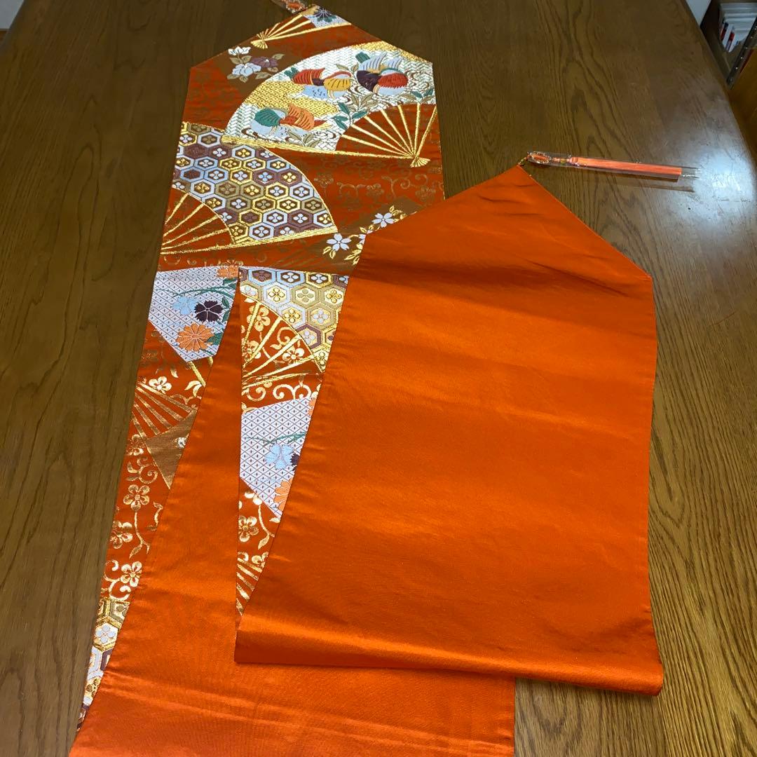 table runner 金彩扇面散らし 帯リメイク 長長尺 正絹 - メルカリ