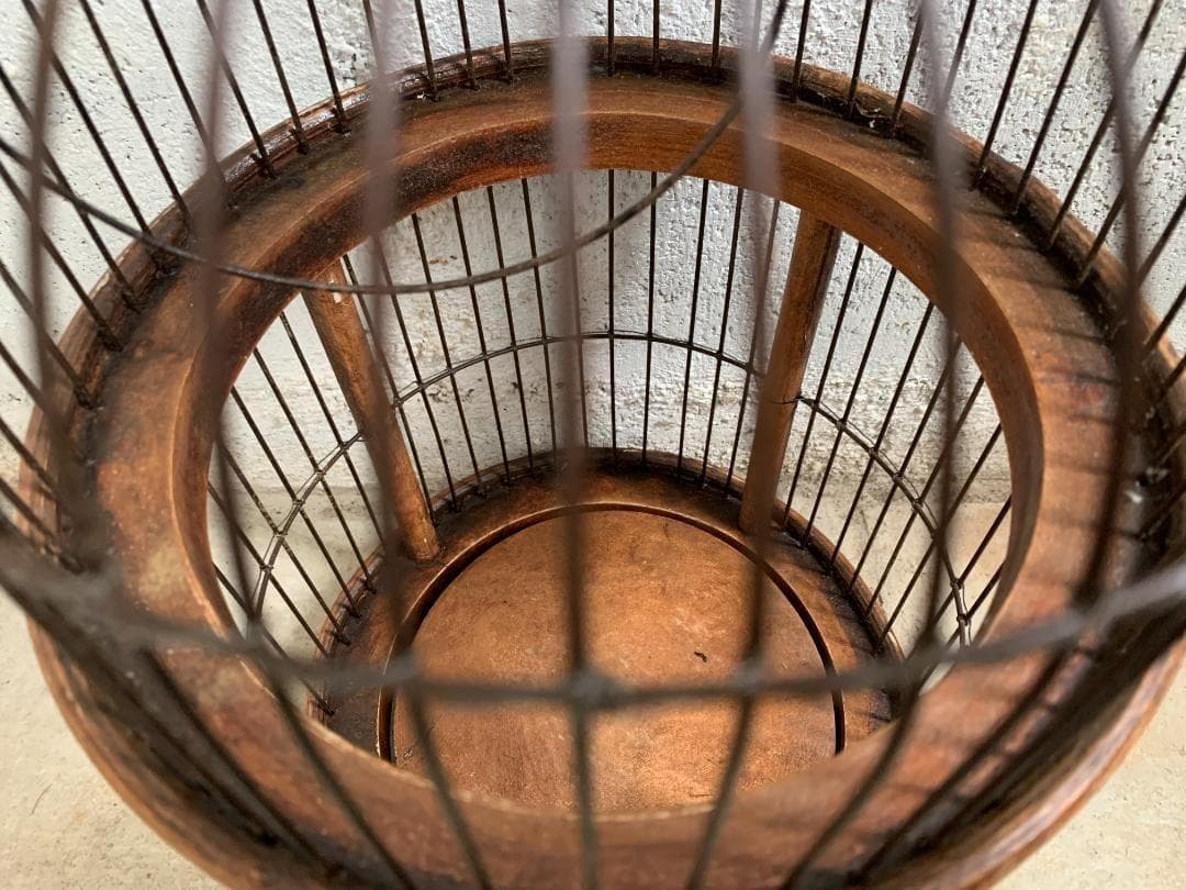 フランス アンティーク バードケージ 鳥かご 木製 アイアンワイヤー