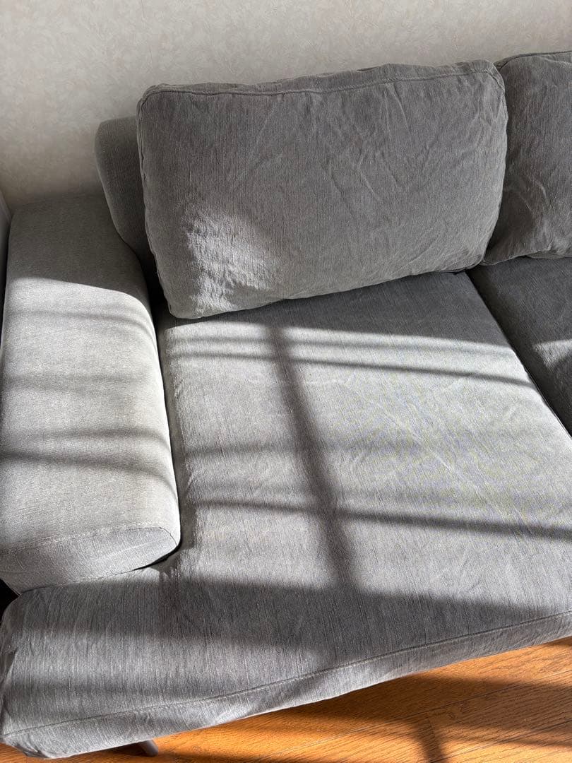 【直接取引のみ】MUTUKI グレー・2人掛けソファ 1.8m ※横浜市青葉区