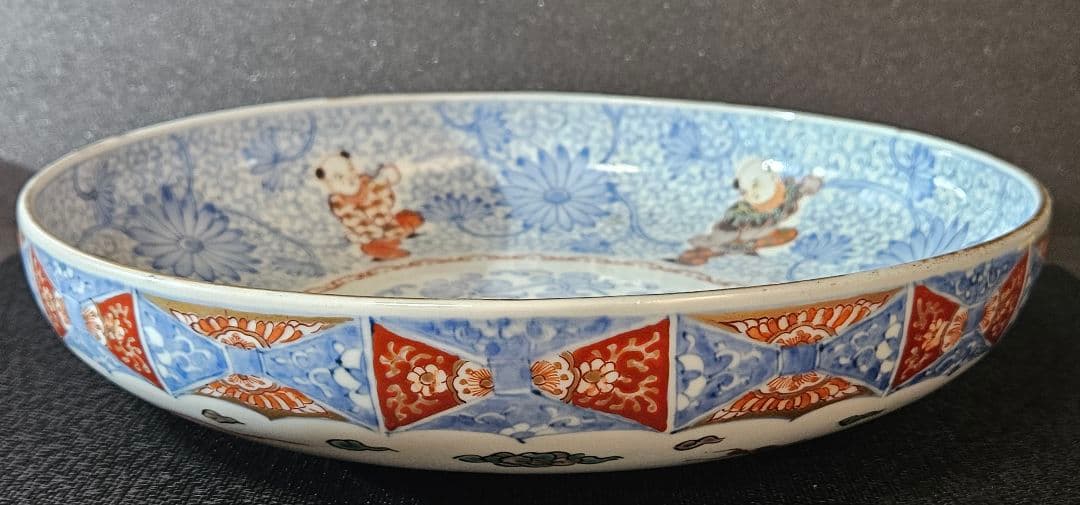 大名品❗】江戸時代 古伊万里 染錦 唐草文に金彩色絵唐子