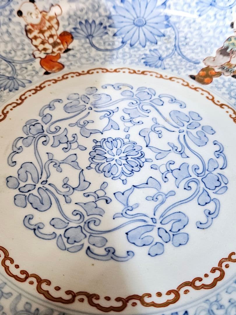 大名品❗】江戸時代 古伊万里 染錦 唐草文に金彩色絵唐子