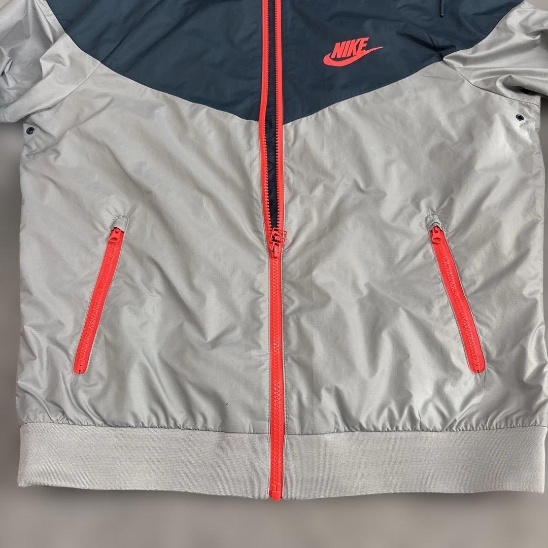 Nike ナイロンジャケット フード付き グレー/ネイビー - メルカリ