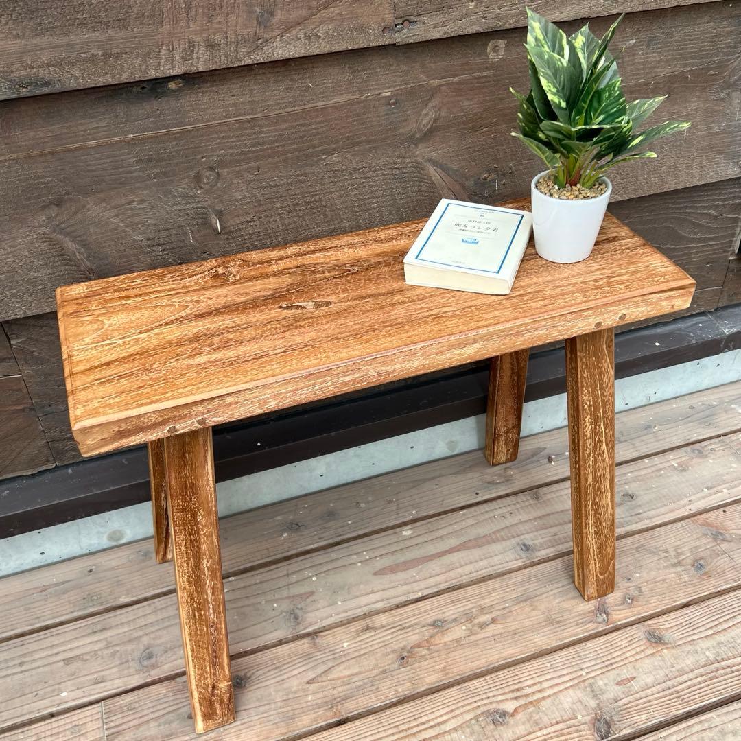 オールドチーク材 一枚板ベンチ60cm チーク無垢材 アンティーク調 スツール 一点物 オールドチーク ベンチ 125.5cm 木製 一枚板 スツール 木製
