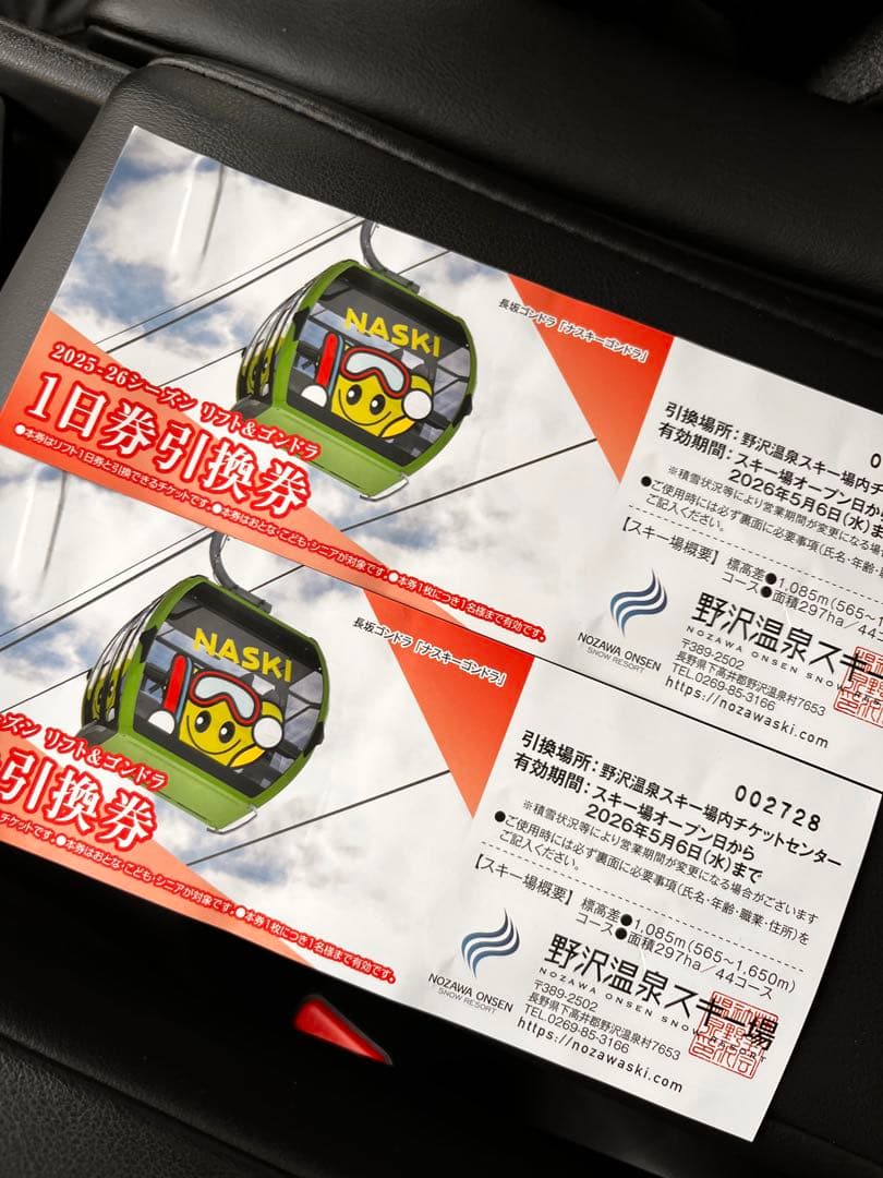 野沢温泉スキー場 1日券引換券 ペア - メルカリ