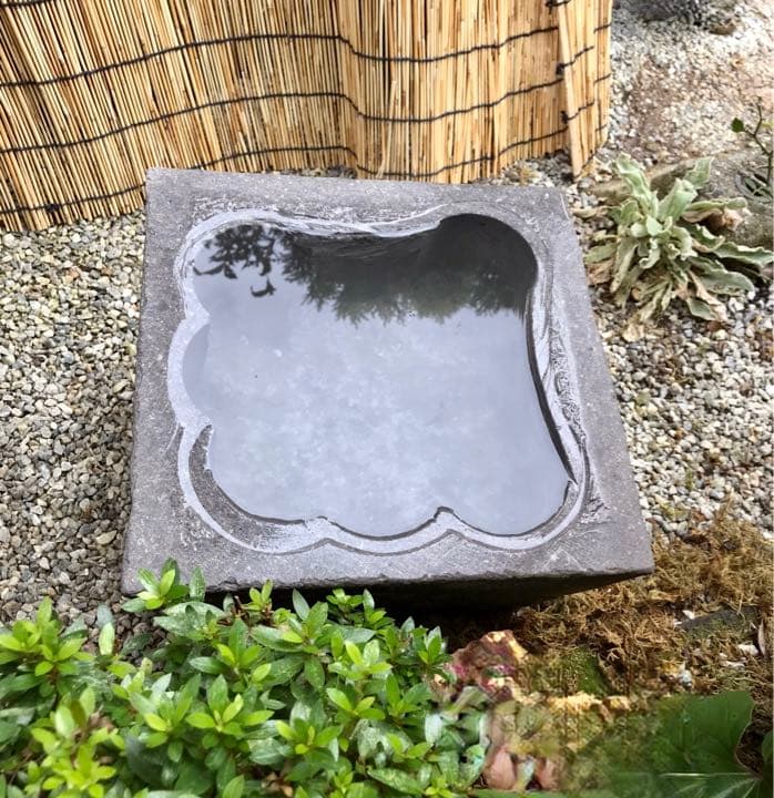 扇型四角水鉢・蹲】造園水石飾り石バードバス箱庭 - メルカリ