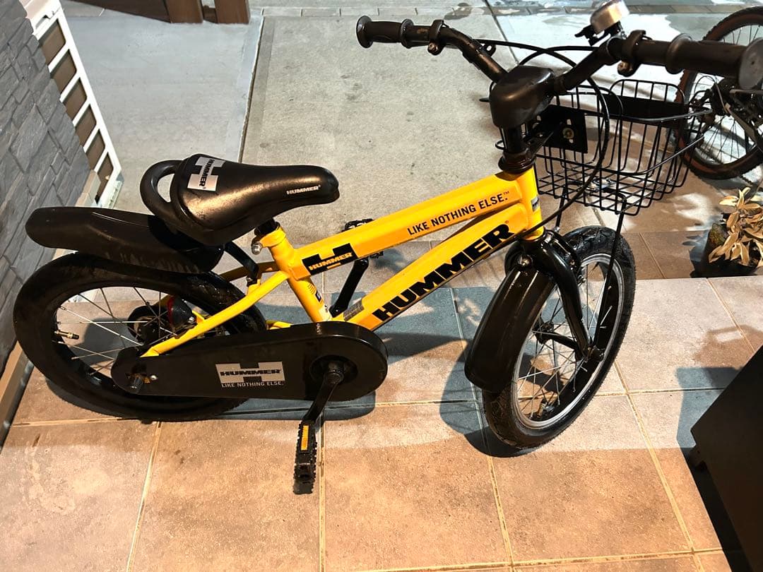 HUMMER 幼児用自転車 16インチ 黄色 前カゴ付き - メルカリ