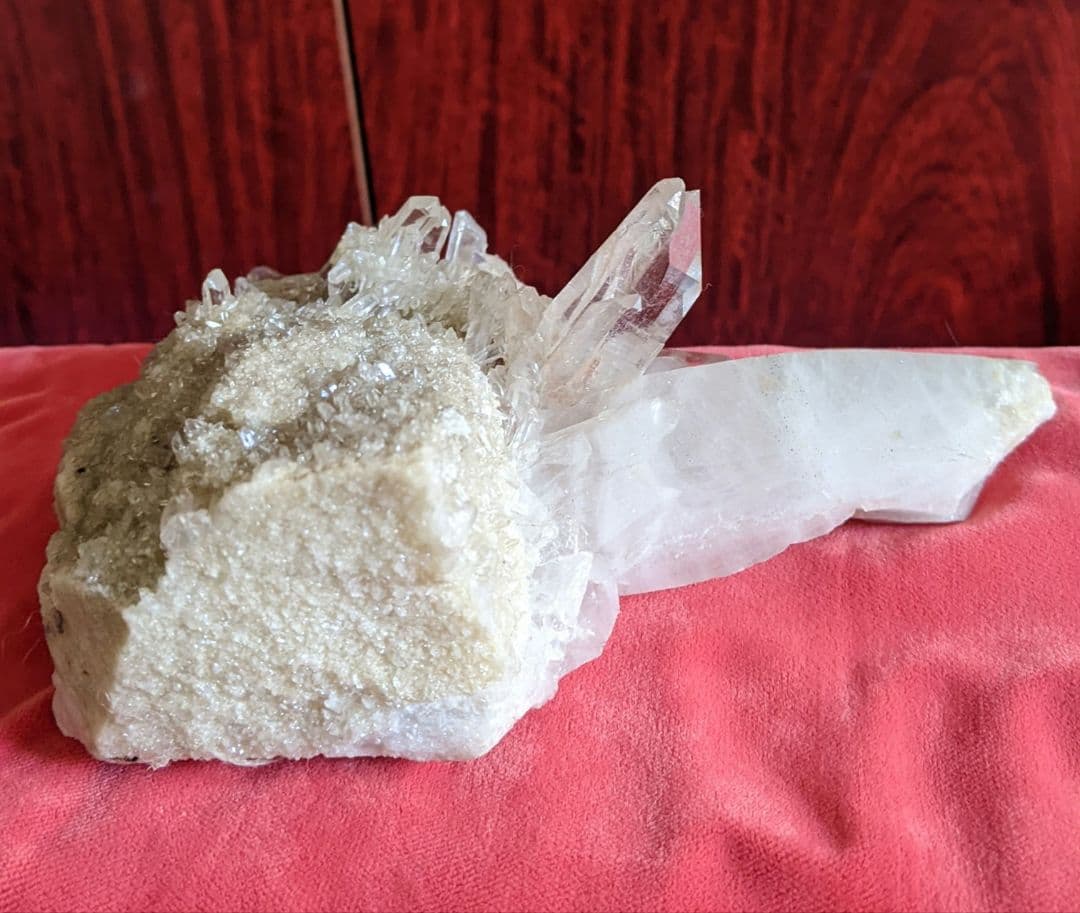 カルサイト 水晶 付 原石 2.6Kg ライトニング水晶 カルサイト共生 原石 t501-4089 : 誠安天然石