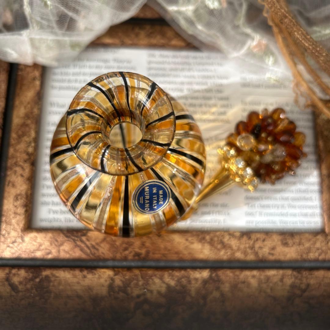 イタリア製 ヴェネツィアンガラス ムラーノガラス 香水瓶トパーズ